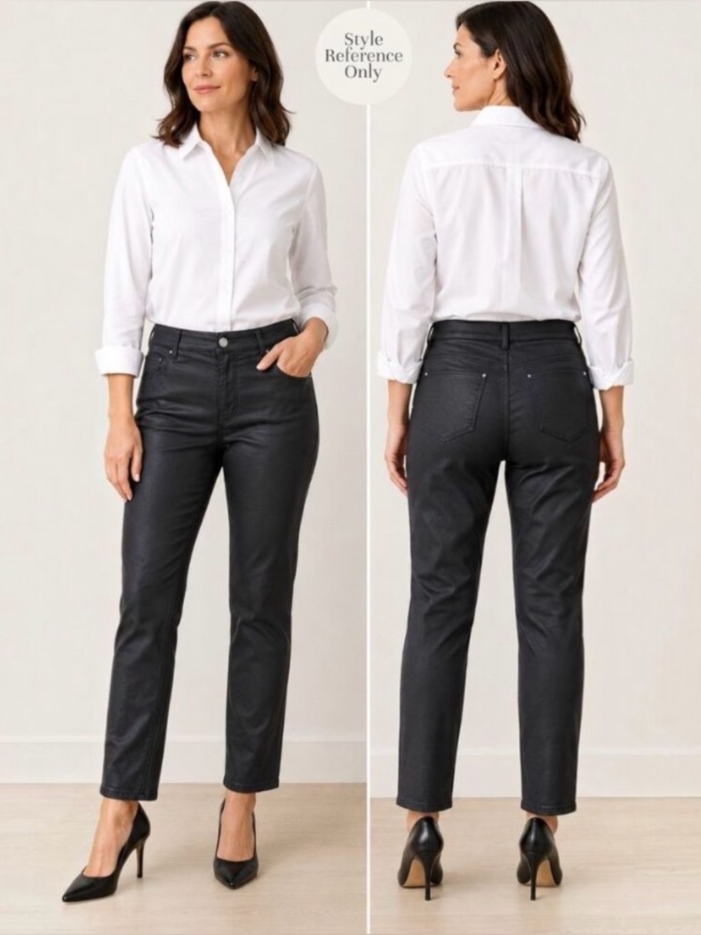 NWT Lafayette 148 Black Mercer Wax Coated Skinny Career Pants 12 Office Siren